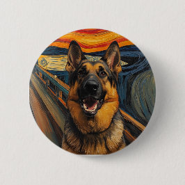 Bóton Redondo 5.08cm Expressionist Angst Painting German Shepherd