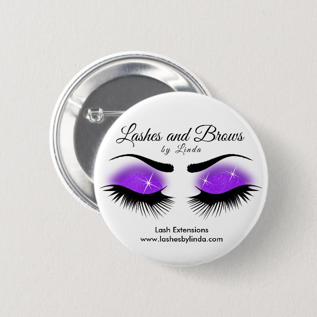 Bóton Redondo 5.08cm Eyelashes e Brows - Roxo (Frente & Verso)
