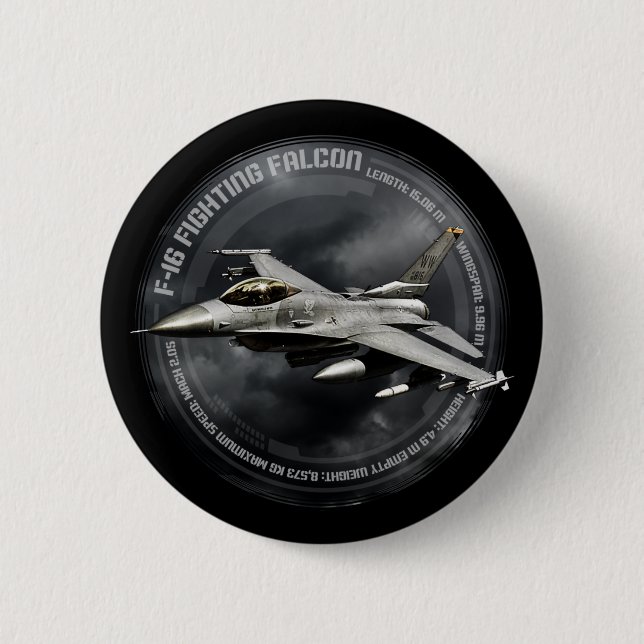 Bóton Redondo 5.08cm F-16 Falcão de Luta (Frente)