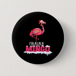 Bóton Redondo 5.08cm Fa La La Mingo Flamingo Christmas — Chapéu Vermelh