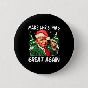 Bóton Redondo 5.08cm Faça o Natal Grande Novamente Funny Santa Trump 20