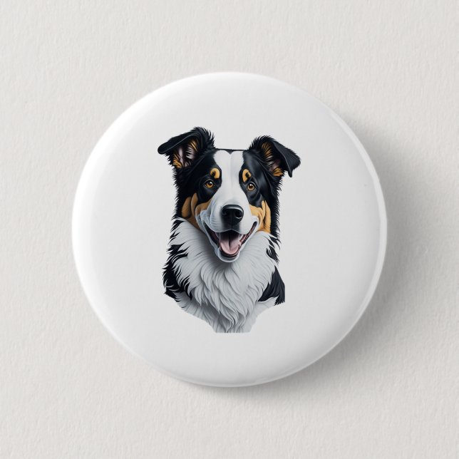 Bóton Redondo 5.08cm Face de Border Collie (Frente)