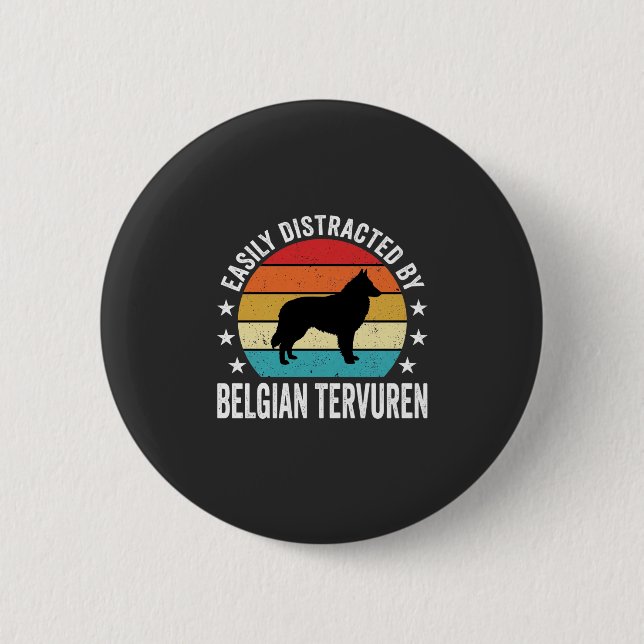 Bóton Redondo 5.08cm Facilmente Distraído Pelo Cão Tervuren Belga (Frente)