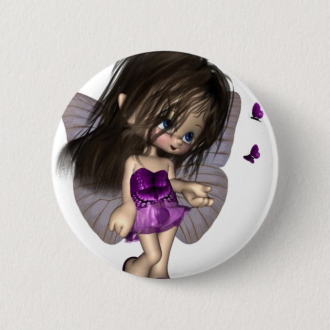 Bóton Redondo 5.08cm Fada de Borboleta de Toon - Roxo (Frente)