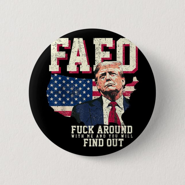 Bóton Redondo 5.08cm Fafo Trump Us American Map Flag (Frente)