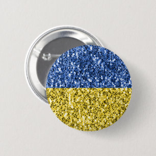 Bóton Redondo 5.08cm Faíscas de brilho azul amarelo da bandeira da Ucrâ