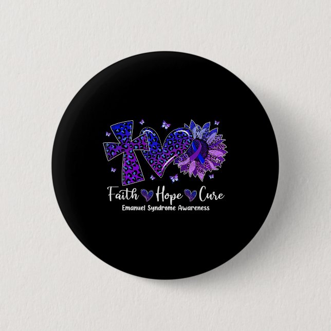 Bóton Redondo 5.08cm Faith Hope Cure Sunflower Leopard Cell Cell Awar (Frente)