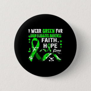Bóton Redondo 5.08cm Faith Hope Love Eu Visto Verde Para Deficiência Ce
