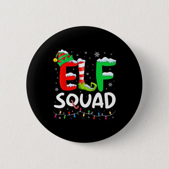 Bóton Redondo 5.08cm Família Elf Coincidência de Natal Pijama Xmas Squ  (Frente)