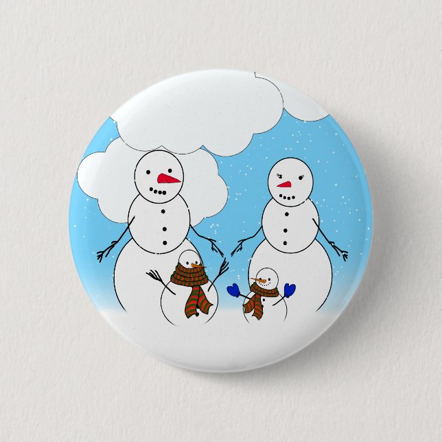 Bóton Redondo 5.08cm Família Snowman (Frente)