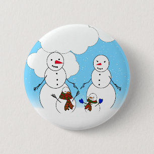 Bóton Redondo 5.08cm Família Snowman