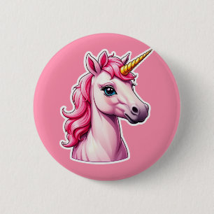 Bóton Redondo 5.08cm Fantasia Rosa Unicorn