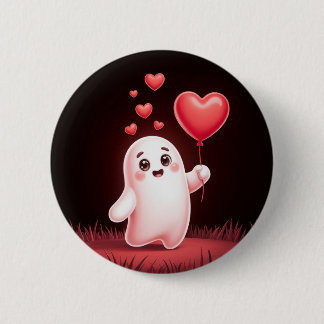 Bóton Redondo 5.08cm Fantasma Bonito com Coração – Botão Divertido