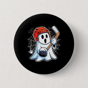 Bóton Redondo 5.08cm Fantasma Boo Jogando Hóquei Funny Halloween Hóquei