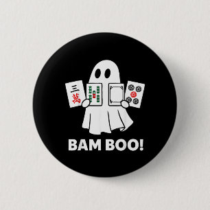 Bóton Redondo 5.08cm Fantasma de Halloween Jogando Mahjong Assustador B