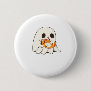 Bóton Redondo 5.08cm Fantasma e gato bonitos, T-Shirt Clássico do Hallo