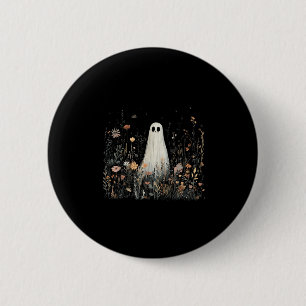 Bóton Redondo 5.08cm Fantasma Floral Vintage Halloween Fantasma Na Flor