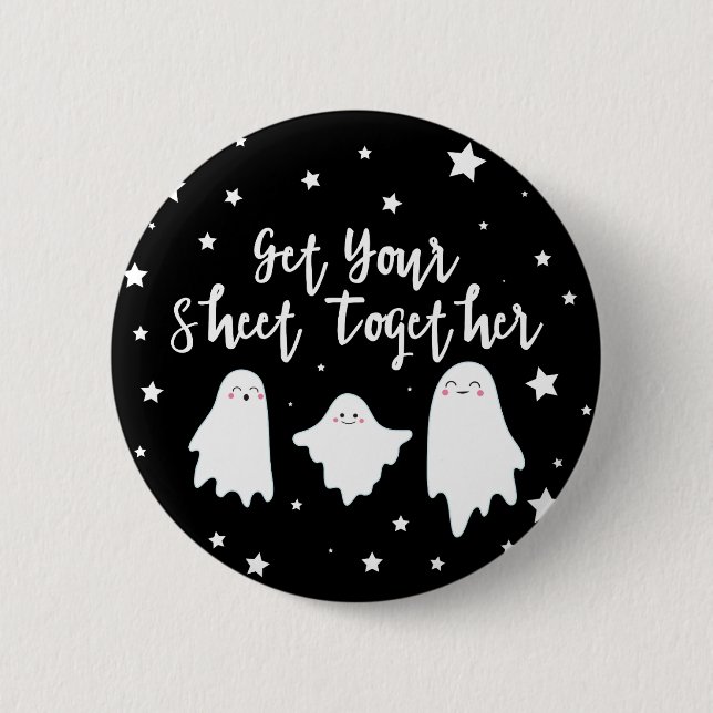 Bóton Redondo 5.08cm Fantasmas bonitos | Junte a sua folha | Dia das Br (Frente)