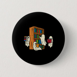 Bóton Redondo 5.08cm Fantasmas Lendo Livros Professor Halloween Bibliot