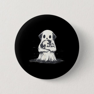 Bóton Redondo 5.08cm Fantasmas segurando cachorrinho, fantasia engraçad