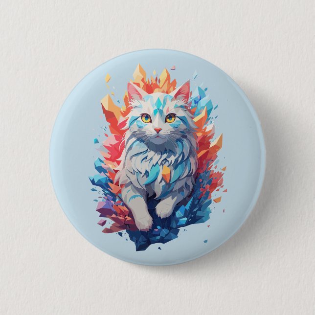 Bóton Redondo 5.08cm Fantasy Fire e Ice Cat (Frente)