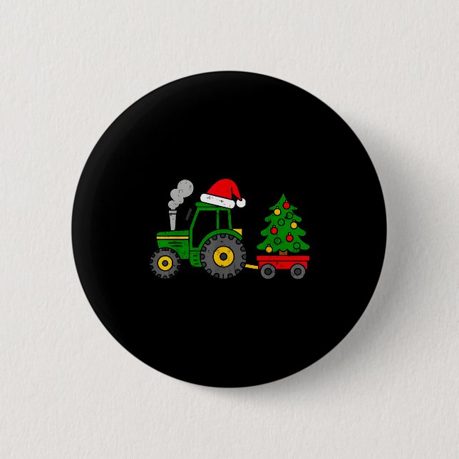 Bóton Redondo 5.08cm Farm Christmas Tractor Tree Xmas Truck Boys Kids T (Frente)