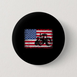 Bóton Redondo 5.08cm Farm Tractors Usa Flag Patriotic Farming Gift Men