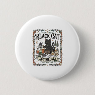 Bóton Redondo 5.08cm Farmácia de Gato Preto Bruxa Mística Apothecary