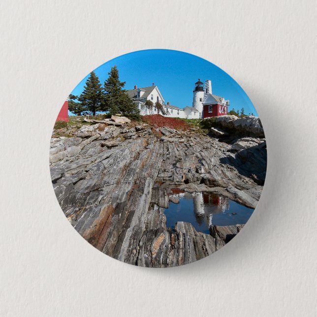 Bóton Redondo 5.08cm Farol de Ponto Pemaquide, Maine (Frente)