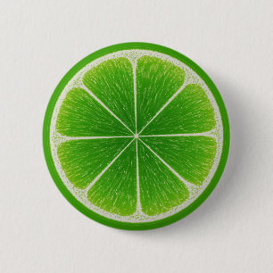 Bóton Redondo 5.08cm Fatia de Fruta de Limão de Citros Verde