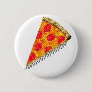 Bóton Redondo 5.08cm Fatia de pizza de anúncio de vinheta