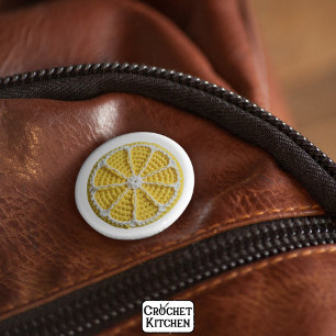 Bóton Redondo 5.08cm Fatia Mínima Amarelo de Crochet Limon Moderno