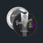 Bóton Redondo 5.08cm Fato de Tuxedo para grupo - Rosa roxo<br><div class="desc">Pinos Do Botão De Festa de casamento. Perfeito para os membros da festa de casamento e familiares do noivo. Exemplos para personalização: Mãe do noivo, avó do noivo, pai do noivo, incluindo irmão, irmã, filha, filho, avó, avô, tia, tio, etc... também pai do noivo, dama de honra, madrinha de casamento,...</div>