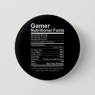 Bóton Redondo 5.08cm Fatos Nutricionais de Gamer Gamer Legal Jogo de Ví