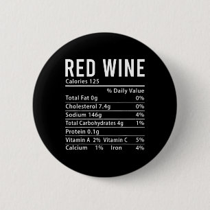 Bóton Redondo 5.08cm Fatos Nutricionais do Vinho Tinto Divertidos Corre