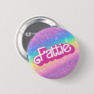 Bóton Redondo 5.08cm Fattie Plus Size Rainbow Retro 90's Nostalgia Pink