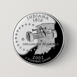 Bóton Redondo 5.08cm Faux Indiana State Quarter