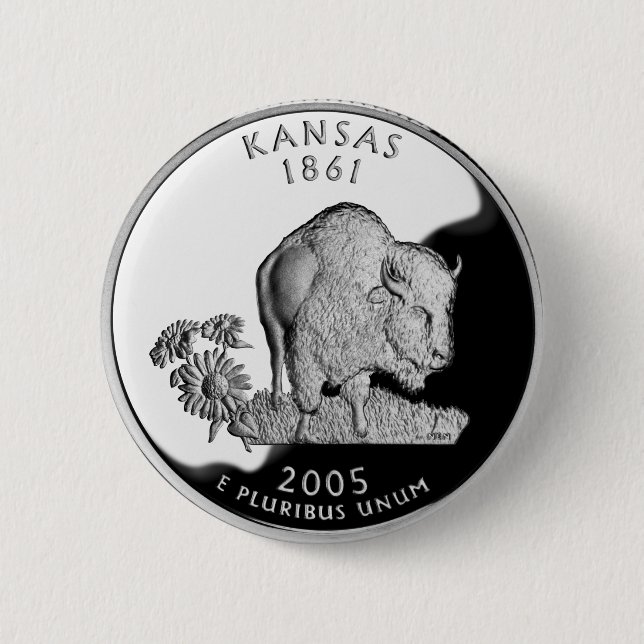 Bóton Redondo 5.08cm Faux Kansas State Quarter (Frente)