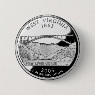 Bóton Redondo 5.08cm Faux West Virginia State Quarter
