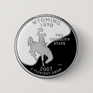 Bóton Redondo 5.08cm Faux Wyoming State Quarter