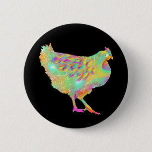 Bóton Redondo 5.08cm Fazenda De Frango Colorida Em Arte Animal
