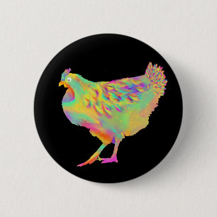 Bóton Redondo 5.08cm Fazenda Engraçada Colorida De Frango Engraçado Na 
