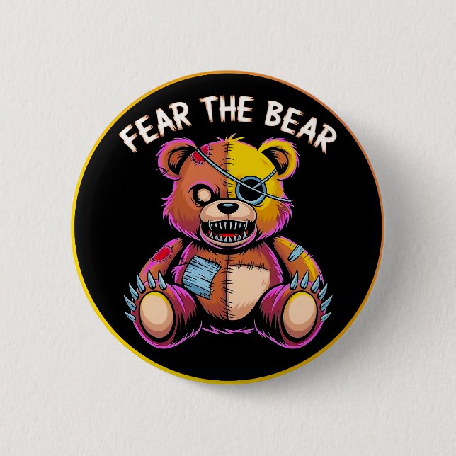 Bóton Redondo 5.08cm Fear the Bear Button (Frente)