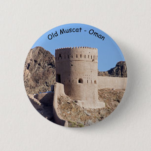 Bóton Redondo 5.08cm Feche uma torre de relógio em Muscat, Muscat,