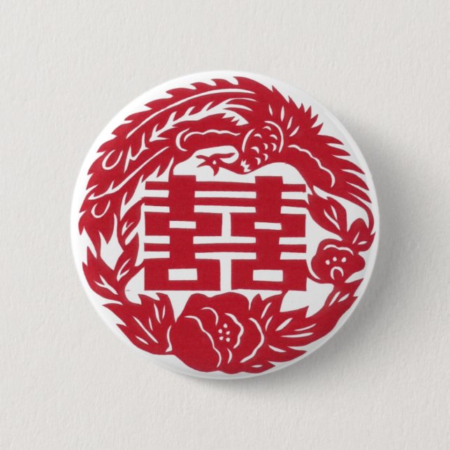 Bóton Redondo 5.08cm Felicidade dobro Phoenix (Frente)