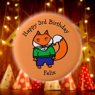 Bóton Redondo 5.08cm Felix a Raposa Personalizado Feliz Aniversário