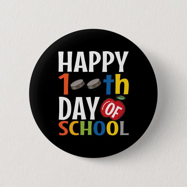 Bóton Redondo 5.08cm Feliz 100º Dia de Professores De Hóquei na Escola (Frente)