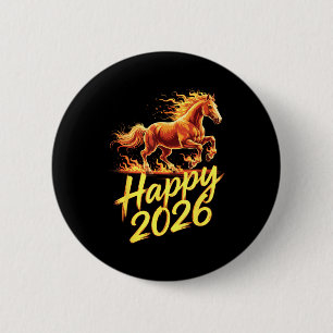 Bóton Redondo 5.08cm Feliz 2026 Ano do Cavalo Novo Ano do Zodíaco Chinê