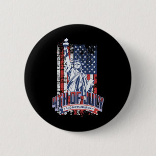 Bóton Redondo 5.08cm Feliz 4 De Julho, Bandeira Americana Patriótica Mu