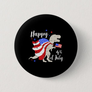 Bóton Redondo 5.08cm Feliz 4 de Julho Dia da Independência Com T-rex Di